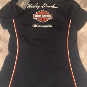 Harley-Davidson Black and Orange Women's Tee
